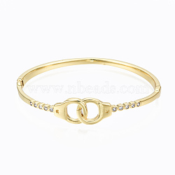 Brass Micro Pave Clear Cubic Zirconia Bangles, Nickel Free, Handcuff, Real 16K Gold Plated, Inner Diameter: 2-1/4x2 inch(5.65x5cm), 11mm(BJEW-T018-02G-NF)