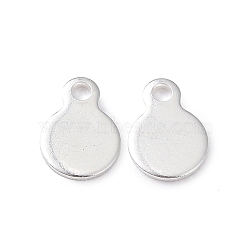 304 Stainless Steel Charms, Flat Round, Stamping Blank Tag, Silver, 7x5x0.6mm, Hole: 1mm(STAS-L234-044S)