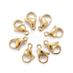Vacuum Plating 304 Stainless Steel Lobster Claw Clasps, Parrot Trigger Clasps, Real 24K Gold Plated, 3/8x1/4x1/8 inch(11x7x3.5mm), Hole: 1.2mm(X-STAS-H352-01D-G)