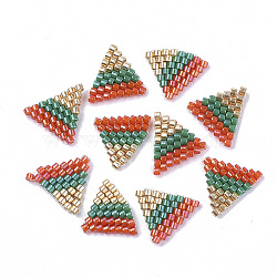 Handmade Japanese Seed Beads, with Nylon Wire, Loom Pattern, Triangle, Colorful, 12x12.5x2mm(SEED-S025-39)