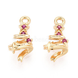 Brass Micro Pave Cubic Zirconia Charms, Christmas Tree, Long-Lasting Plated, Nickel Free, Real 18K Gold Plated, Camellia, 13.5~14.5x6.5x4mm, Hole: 1.4mm(KK-N263-140B-G)