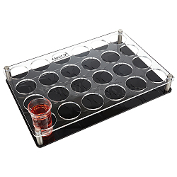 Glitter 24 Round Holes Acrylic Shot Glasses Holders, Beer Wine Glasses Organizer Rack for Family Party Bar Pub, Rectangle, Black, 220x325x43mm, Hole: 8mm, Inner Diameter: 45mm(AJEW-WH0471-08A)