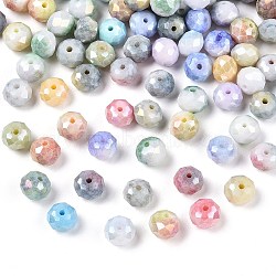 150Pcs Faceted Electroplated Glass Beads Strands, AB Color Plated, Rondelle, Mixed Color, 10x7mm, Hole: 0.9mm(GLAA-YW0003-38-10mm)