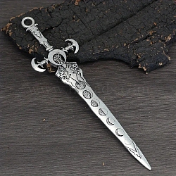 Sword Alloy Hair Sticks, Hair Pins Hair Chopsticks, Antique Silver, 153mm(PW-WG0728D-03)