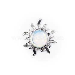 Opalite Pendants, Sun Charms, with Platinum Plated Alloy Findings, 39x39mm(FIND-PW0010-11C)