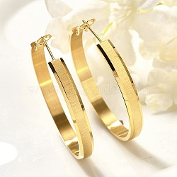 304 Stainless Steel Hoop Earrings for Women, with 316 Surgical Stainless Steel Ear Pins, Ion Plating(IP), Ring, Golden, 44x5mm(EJEW-C096-43G-03)