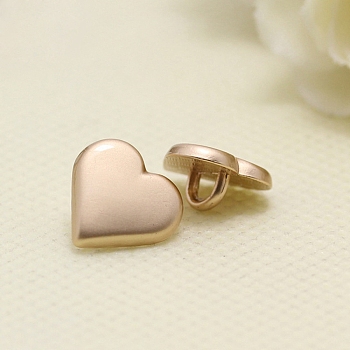 Alloy Shank Buttons, 1-Hole, Heart, Matte Gold Color, 11mm