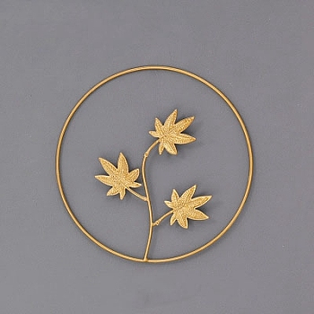 Iron Art Wall Hanging Decorations, Ring with Maple Leaf, Golden, 9-1/2 inch(24cm)