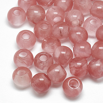 Cherry Quartz Glass Beads, Large Hole Beads, Rondelle, 14x12mm, Hole: 5.5mm
