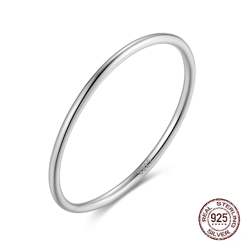Rhodium Plated 925 Sterling Silver Thin Finger Rings, Stackable Plain Band Ring for Women, with S925 Stamp, for Mother's Day, Real Platinum Plated, 1mm, US Size 5 3/4(16.3mm)