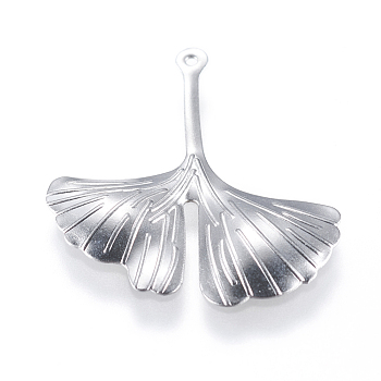 316 Surgical Stainless Steel Pendants, Leaf, Stainless Steel Color, 29x25.5x2mm, Hole: 0.5mm