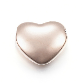 Ion Plating(IP) 304 Stainless Steel Beads, Heart, Rose Gold, 11x12.5x5mm, Hole: 2mm