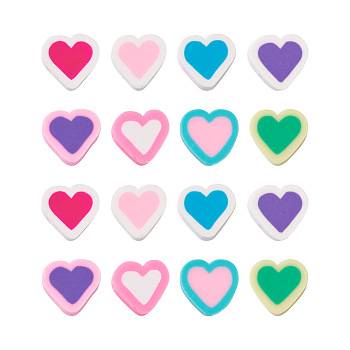 Craftdady 160Pcs 8 Styles Handmade Polymer Clay Beads, Heart, Mixed Color, 10x5mm, Hole: 2mm, 20Pcs/style