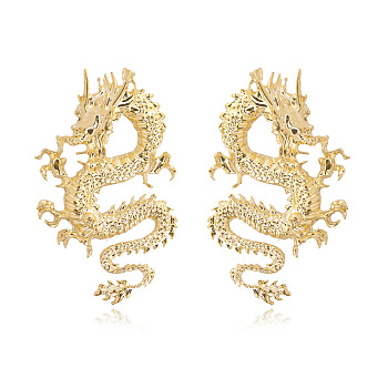 Alloy Dragon Stud Earrings, Gothic Jewelry for Men Women, Golden, 62.2x38mm