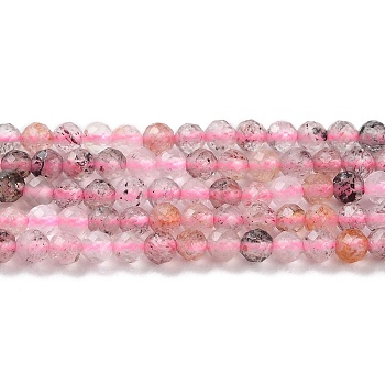 Natural Strawberry Quartz Beads Strands, Faceted, Round, 2~2.5mm, Hole: 0.5mm, about 161~162pcs/strand, 14.96 inch(38cm)