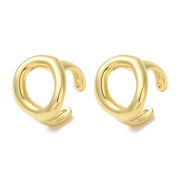 Rack Plating Brass Oval Cuff Earrings for Women, Cadmium Free & Lead Free, Long-Lasting Plated, Real 18K Gold Plated, 16x15.5mm