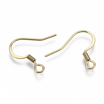 304 Stainless Steel French Earring Hooks, Flat Earring Hooks, Ear Wire, with Horizontal Loop, Cadmium Free & Nickel Free & Lead Free, Golden, 17~19x18.5mm, Hole: 2mm, 21 Gauge, Pin: 0.7mm