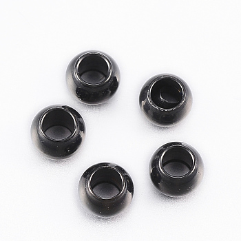 304 Stainless Steel Beads, Round, Electrophoresis Black, 4x3mm, Hole: 2mm