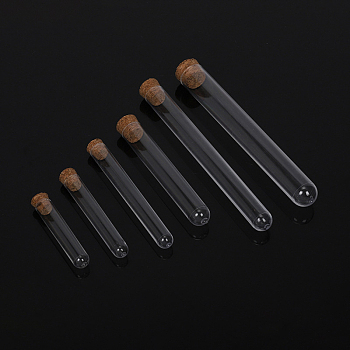 Empty Plastic Test Tubes, with Cork Stopper, Bead Container, Wishing Bottle, Tube, Clear, 10x1.2cm