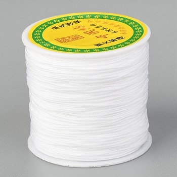 Braided Nylon Thread, Chinese Knotting Cord Beading Cord for Beading Jewelry Making, White, 0.8mm, about 100yards/roll