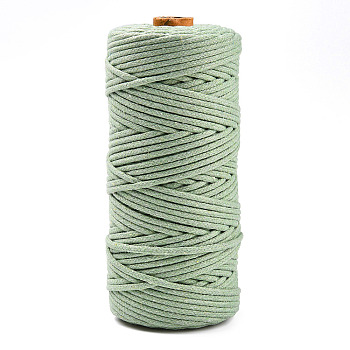 Cotton String Threads, Macrame Cord, Decorative String Threads, for DIY Crafts, Gift Wrapping and Jewelry Making, Light Green, 3mm, about 109.36 Yards(100m)/Roll.