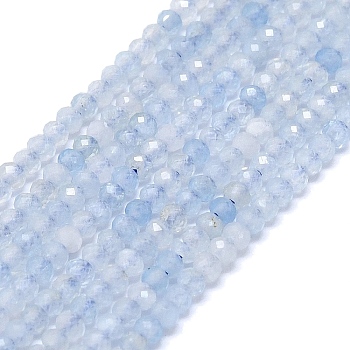 Natural Aquamarine Beads Strands, Faceted, Rondelle, 2~2.5x2mm, Hole: 0.5mm, about 223~226pcs/strand, 14.96~15.16 inch(38~38.5cm)