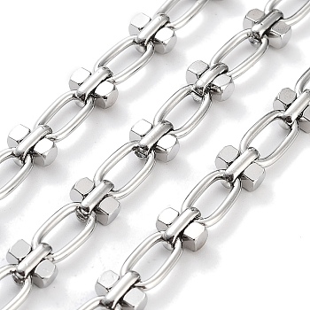 Tarnish Resistant 304 Stainless Steel Oval & Dumbbell Link Chain, with Spool, Unwelded, Stainless Steel Color, 11.5x6x1.5mm