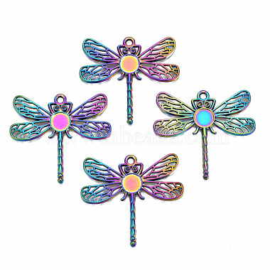 Multi-color Dragonfly Alloy+Rhinestone Pendants