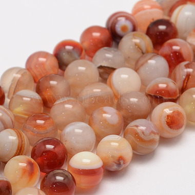 8mm LightSalmon Round Banded Agate Beads