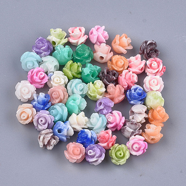 6mm Mixed Color Flower Synthetic Coral Beads