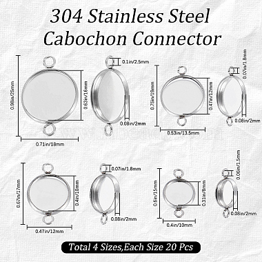 80Pcs 4 Styles 304 Stainless Steel Cabochon Connector Settings(STAS-CN0001-55)-2