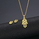 304 boucles d'oreilles et collier pendentif hamsa en acier inoxydable(AJEW-B019-05)-1