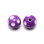 Opaque Resin Beads, Round, for Bubblegum Jewelry Making, Dark Orchid, 12~13x11.5~12mm, Hole: 2mm(RESI-WH0026-10C)