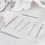 18Pcs 2 Styles Iron Bodkin Threader, Easy Pull Drawstring Threader with Tweezer for Elastics Sewing Accessories, Self-Locking Tweezers Clip, Platinum, 67~80mm, 9pcs/style(FIND-LP0001-19)