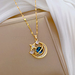Zinc Alloy Crystal Rhinestone Pendant Necklaces, Golden, Planet, 15.75 inch(40cm)(WGBD940-08)