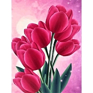 Flower DIY Diamond Painting Kit, Including Resin Rhinestones Bag, Diamond Sticky Pen, Tray Plate and Glue Clay, Cerise, 500x400mm(PW-WG33123-20)