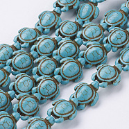 Synthetic Howlite Beads Strands, Dyed & Heated, Sea Turtle, Turquoise, 17x14x7mm, Hole: 1mm, about 26~28pcs/strand, 15.9 inch, about 30strands/1000g(G-E020-16)