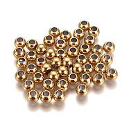 Ion Plating(IP) 304 Stainless Steel Spacer Beads, Round, Golden, 6x5mm, Hole: 3mm(X-STAS-L222-42C-G)
