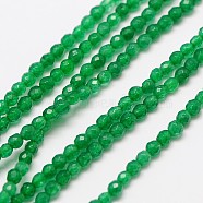 Natural Green Onyx Agate Beads Strands, Faceted Round, Dyed, Medium Sea Green, 3mm, Hole: 0.8mm, about 131pcs/strand, 15.5 inch(G-A129-3mm-A04)