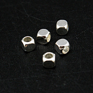 Cube Brass Spacer Beads, , Silver Color Plated, 4x4x4mm, Hole: 3mm(KK-L015B-01S)