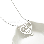 Non-Tarnish Stainless Steel Musical Theme Pendant Necklace for Women, Stainless Steel Color, Heart Pattern, 17.72 inch(45cm)(MUSI-PW0001-08A-P)