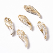 Acrylic Pendants, Imitation Gemstone Style, Horn, BurlyWood, 33x10x8mm, Hole: 3mm, about 442pcs/500g(OACR-C011-10)