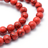 Synthetic Howlite Bead Strand, Dyed, Round, Red, 8mm, Hole: 1mm, about 50pcs/strand, about 15 inch(G-E439-8mm-01A)