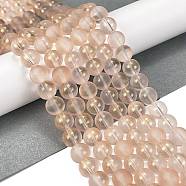 Frosted Transparent Glass Bead Strands, with Gold Powder, Round, PeachPuff, 8mm, Hole: 1mm, about 102pcs/strand, 30.71''(78cm)(GLAA-P065-8mm-05)