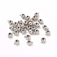 Rack Plating Brass Crimp Beads, Round, Platinum, 4.5x3.5x3mm, Hole: 0.8mm(KK-F826-04P)
