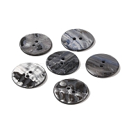 Natural Freshwater Shell Button, Dyed, 2-Hole, Flat Round, Black, 30x3mm, Hole: 2.5mm(BSHE-H018-14)