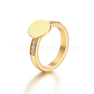 Elegant Stainless Steel Round Rhinestone Ring Suitable for Daily Wear for Women, Golden, US Size 7(17.3mm)(LL7523-3)