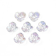 Transparent Acrylic Bead Caps, AB Color Plated, 3-Petal, Flower, Clear, 9.5x9.5x3mm, Hole: 1.4mm(X-TACR-Q273-04)