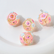 Transparent Acrylic Beads, Hand Painted Beads, Bumpy, Bead in Bead, Round, Letter O, 18x17mm(WG39989-14)