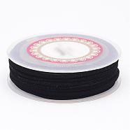 Faux Suede Cord, Faux Suede Lace, Black, 3x1.5mm, about 5.46 yards(5m)/roll(LW-D009-02)